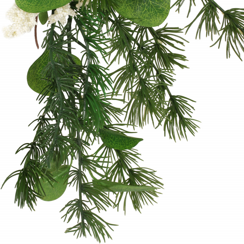 316185 Leigh 5 Foot Eucalyptus And Pine Artificial Garland With Berries Green And White 4
