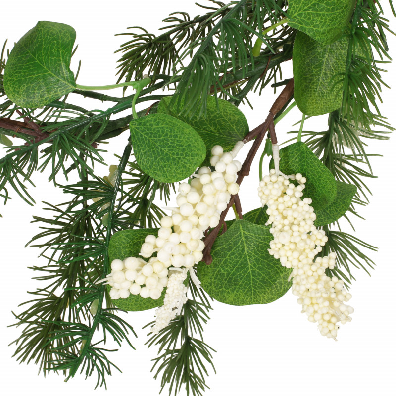 316185 Leigh 5 Foot Eucalyptus And Pine Artificial Garland With Berries Green And White 5