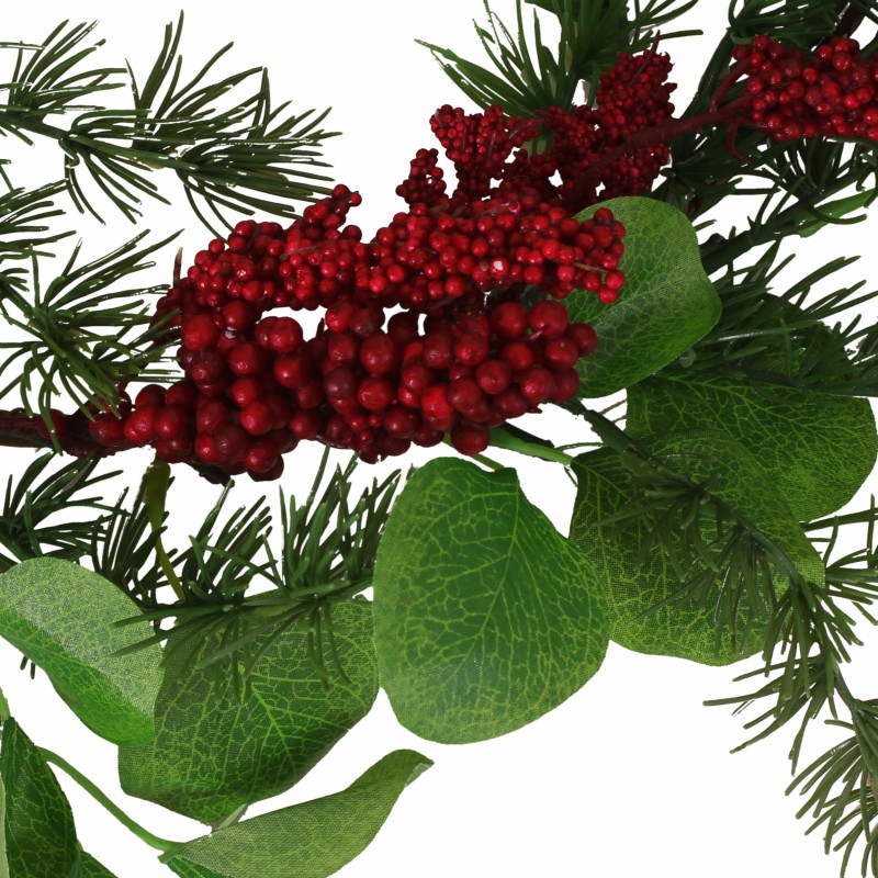316186 Leigh 5 Foot Eucalyptus And Pine Artificial Garland With Berries Green And Red 5