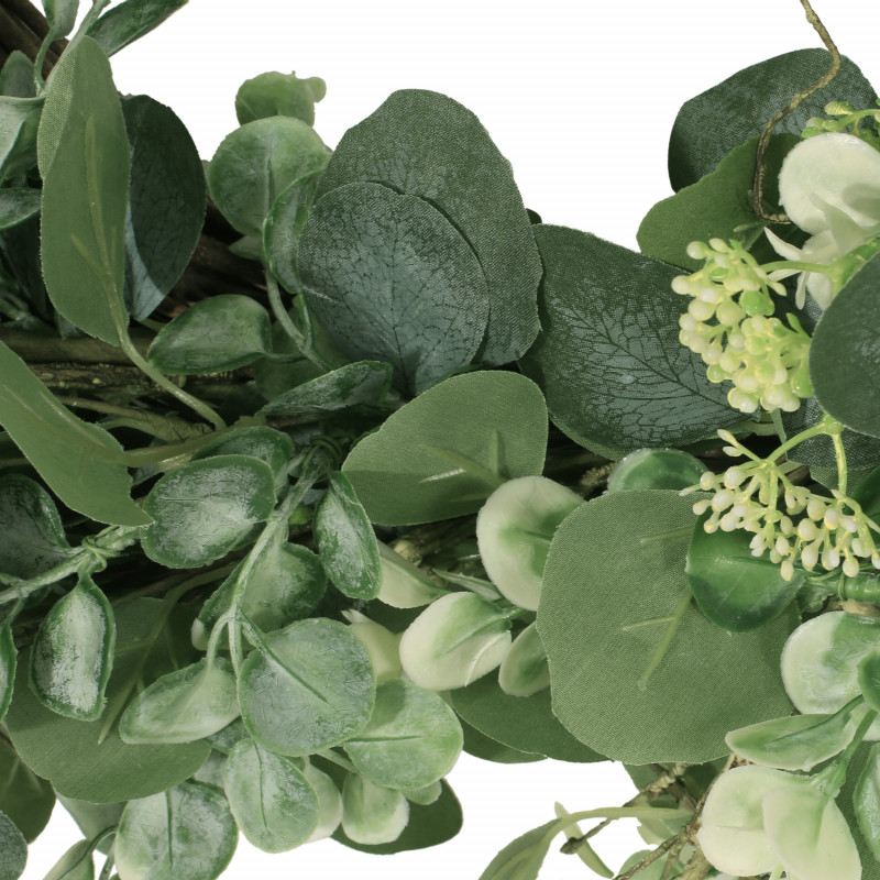 316187 Hazlett 22 Floral Eucalyptus Artificial Wreath Green 5