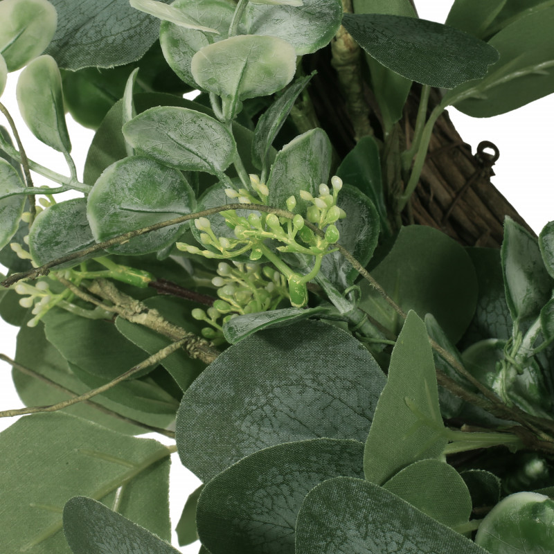 316187 Hazlett 22 Floral Eucalyptus Artificial Wreath Green 6