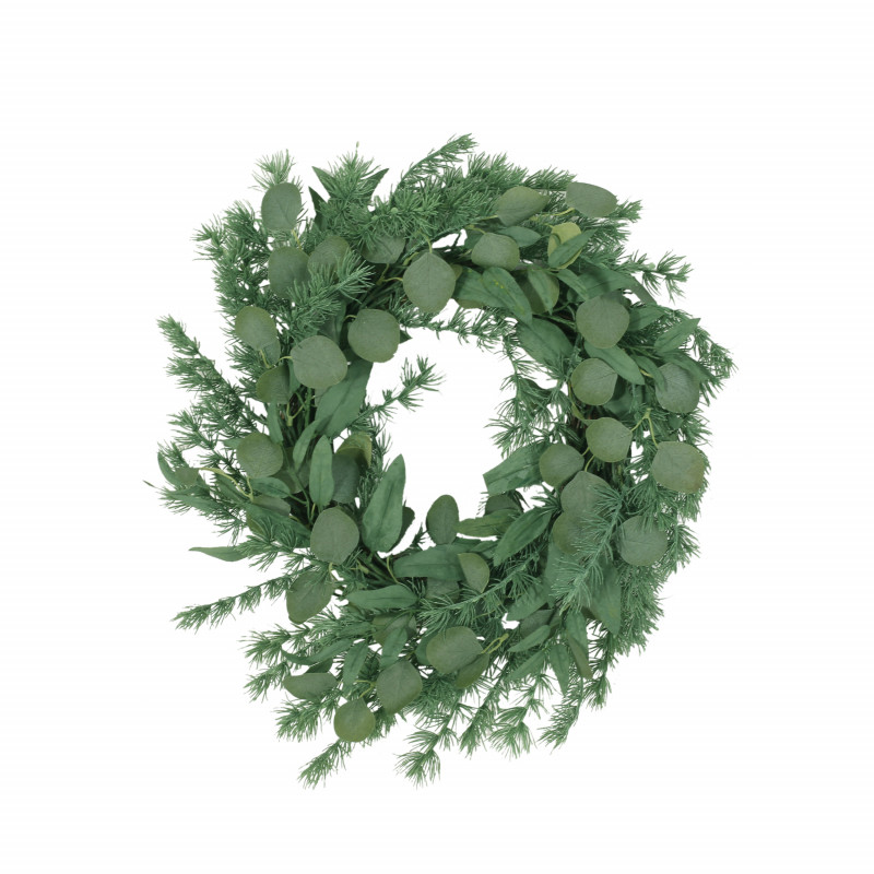 316189 Loveren 24.5" Eucalyptus and Fir Artificial Wreath, Green