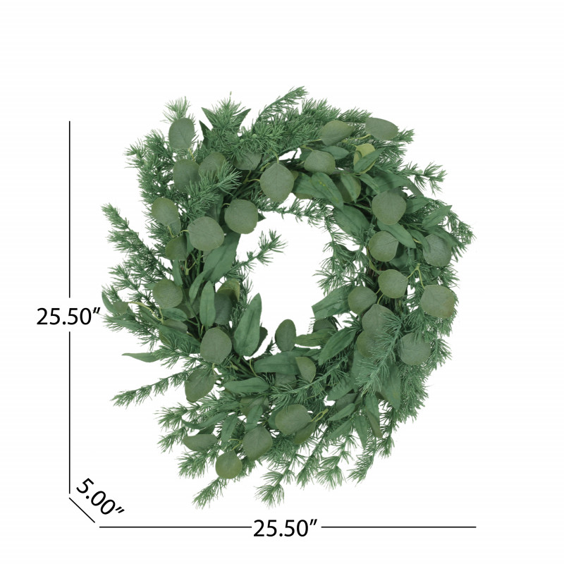 316189 Loveren 24.5 Eucalyptus And Fir Artificial Wreath Green 3