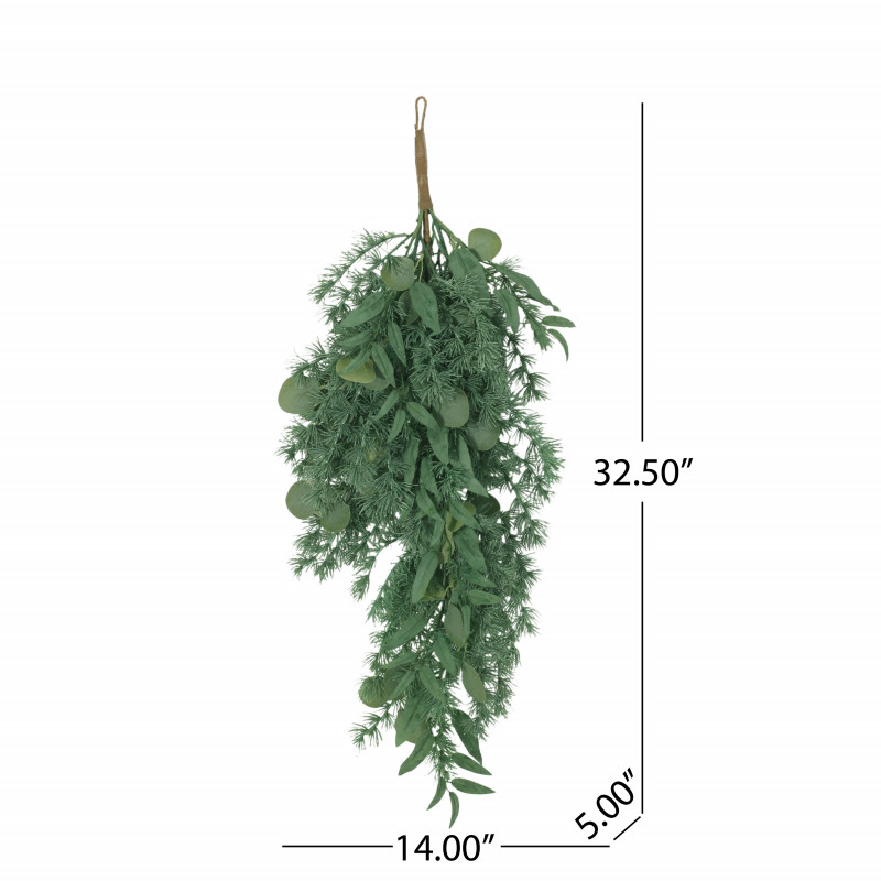 316191 Loveren 32.5 Eucalyptus And Fir Artificial Teardrop Wreath Green 3