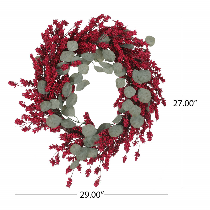 316195 Nolta 29 Eucalyptus Artificial Wreath With Berries Green And Red 3