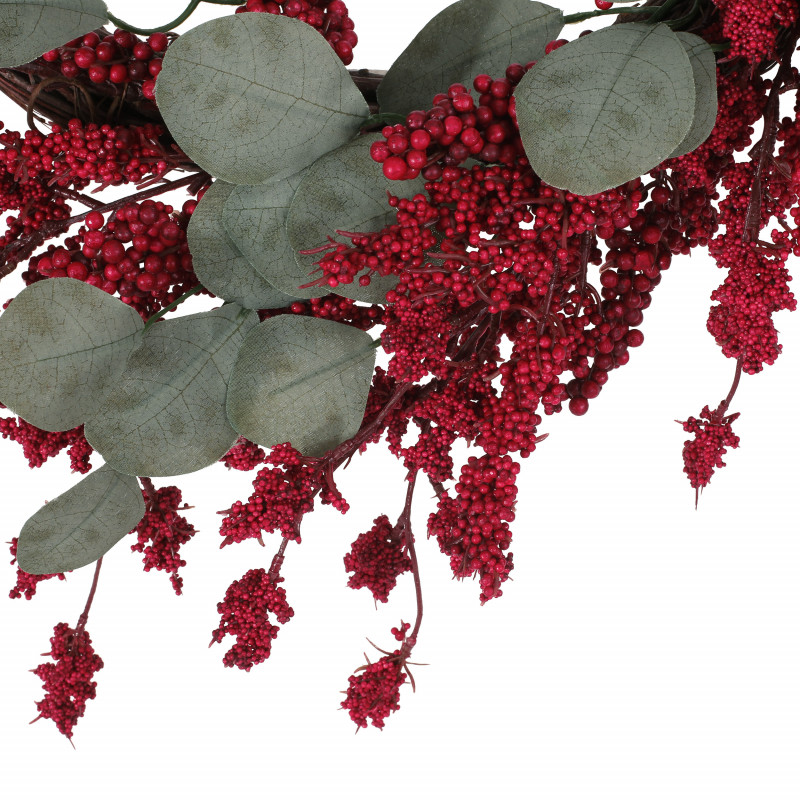 316195 Nolta 29 Eucalyptus Artificial Wreath With Berries Green And Red 5