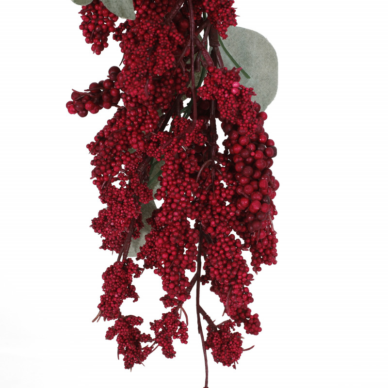 316196 Nolta 5 Foot Eucalyptus Artificial Garland With Berries Green And Red 4