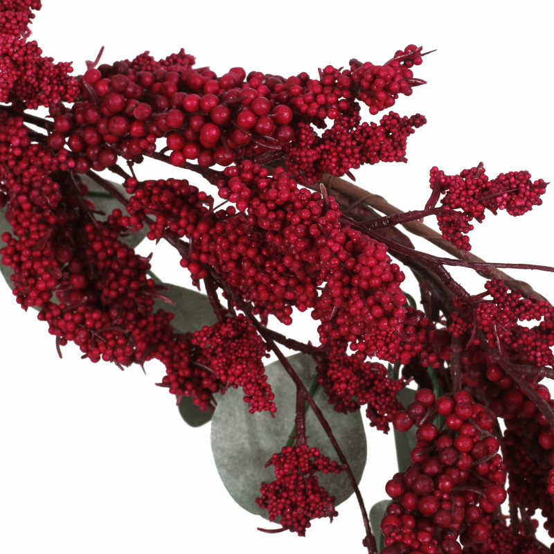 316196 Nolta 5 Foot Eucalyptus Artificial Garland With Berries Green And Red 5