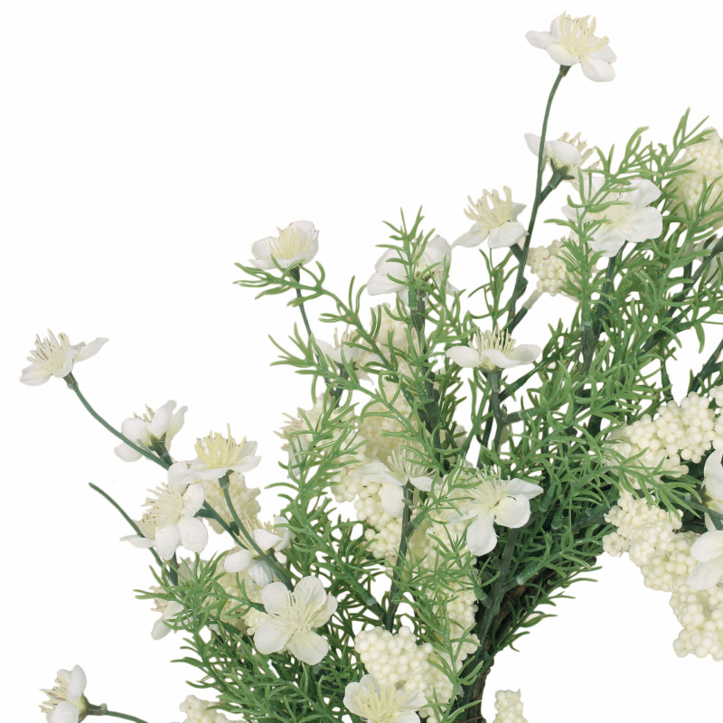 316205 Potvin 30 Plum Blossom Artificial Silk Wreath Green And White 5