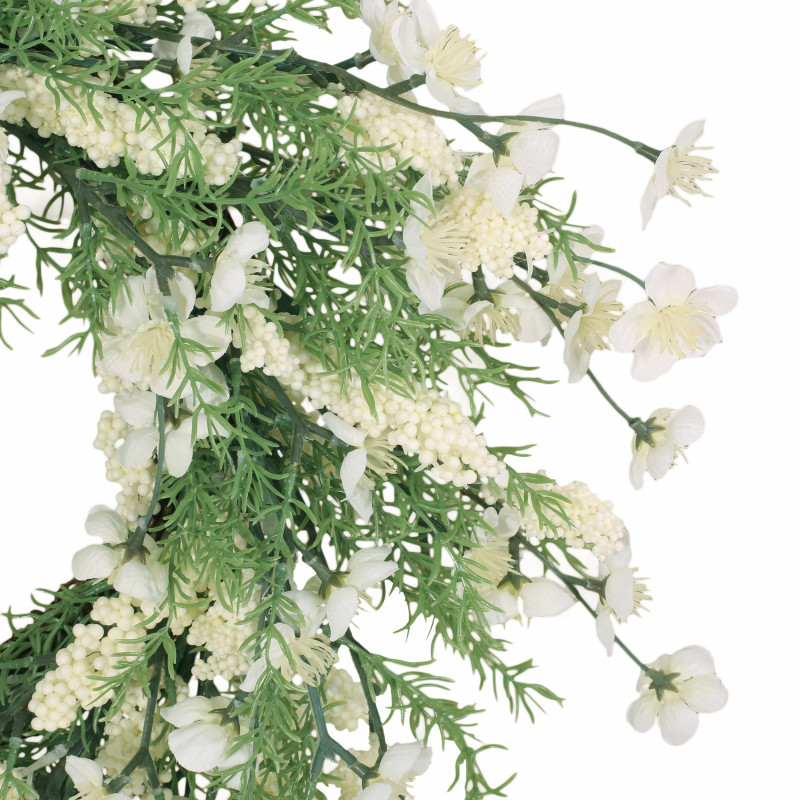 316205 Potvin 30 Plum Blossom Artificial Silk Wreath Green And White 6