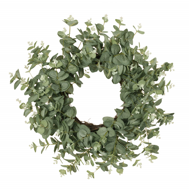316206 Sedlari 24" Eucalyptus Artificial Silk Wreath, Green
