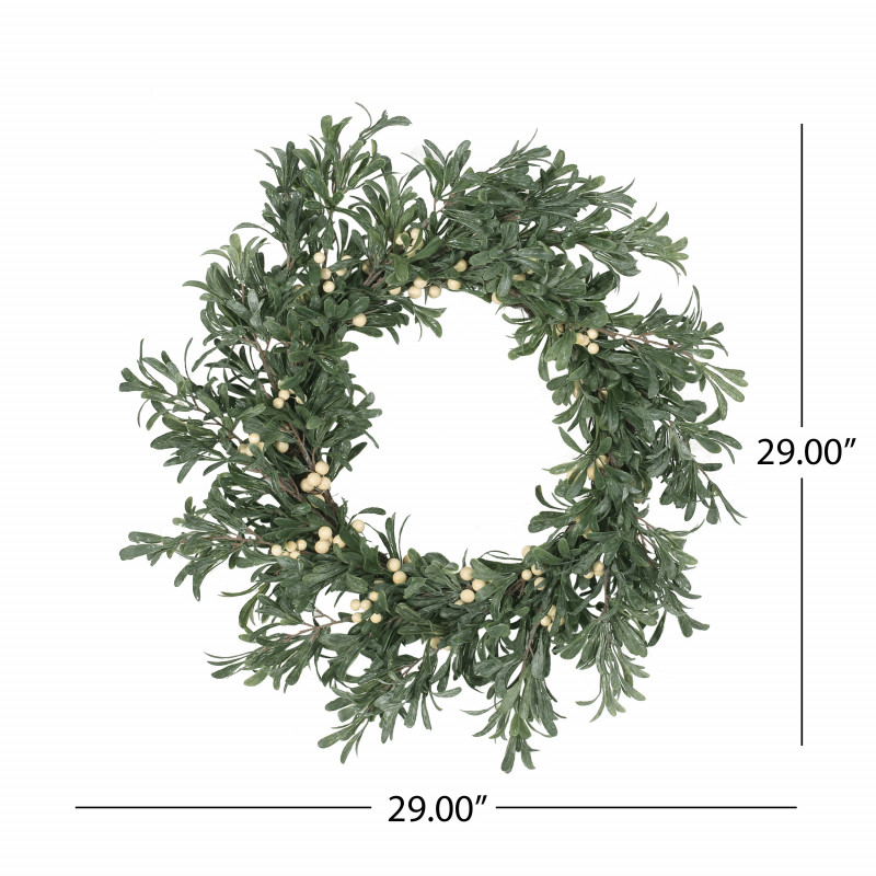 316209 Wallsten 29 Snowberry Artificial Wreath Green And White 3