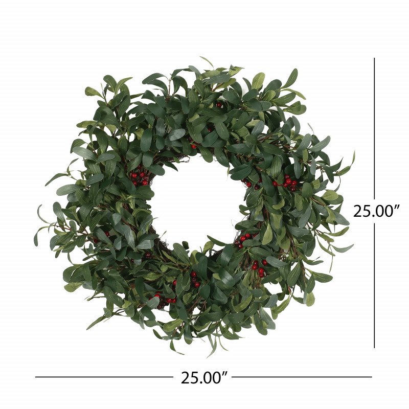 316211 Donway 25 Olive Artificial Silk Wreath With Berries Green And Red 3