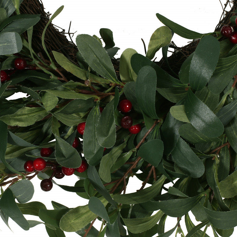 316211 Donway 25 Olive Artificial Silk Wreath With Berries Green And Red 4