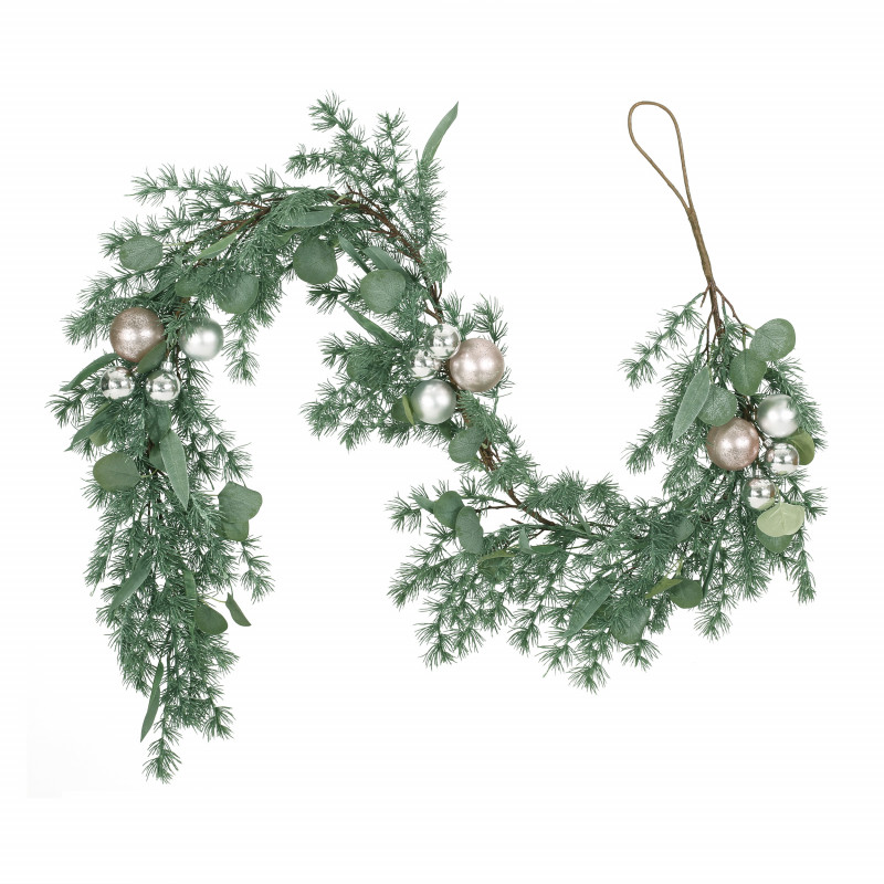 316322 Frohock 5.5-Foot Pine Artificial Garland with Ornaments, Green