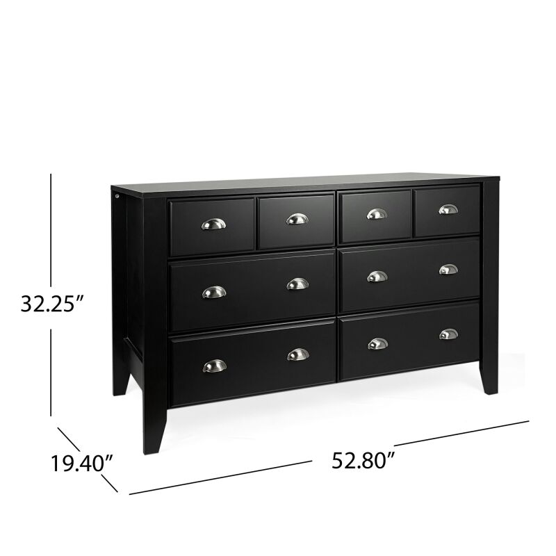 316354 Foisy Contemporary Faux Wood 6 Drawer Double Dresser Black 3