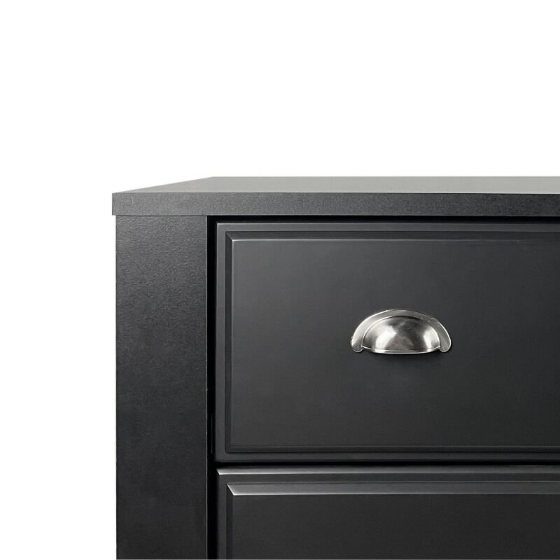 316354 Foisy Contemporary Faux Wood 6 Drawer Double Dresser Black 6
