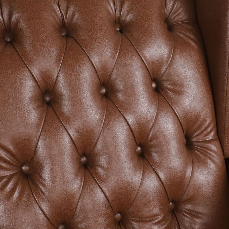 317092 Carey Contemporary Faux Leather Tufted Wingback Rocking Chair Cognac Brown And Dark Brown 6
