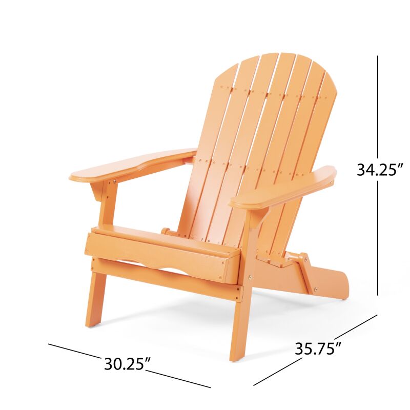 317318 Malibu Outdoor Acacia Wood Adirondack Chair Tangerine 3