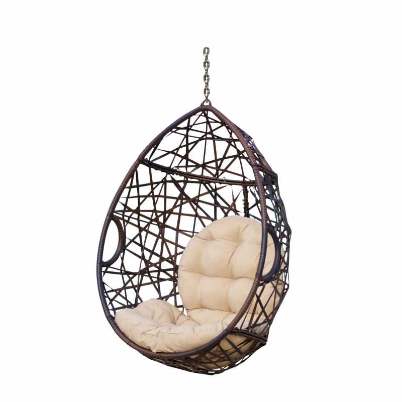 312592 Cayuse Indoor/Outdoor Wicker Tear Drop Hanging Chair (Stand Not Included), Multi-Brown and Tan