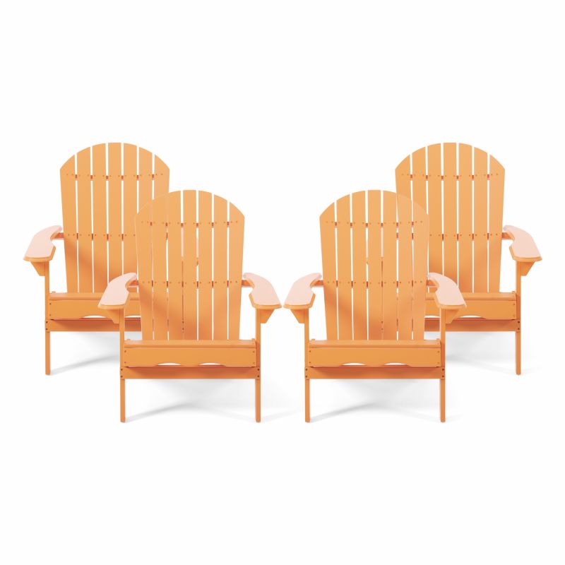 312125 Malibu Outdoor Acacia Wood Adirondack Chair (Set of 4), Tangerine
