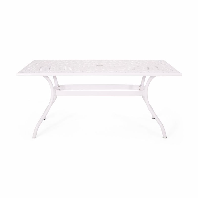 312326 Phoenix Traditional Outdoor Aluminum Rectangular Dining Table, White