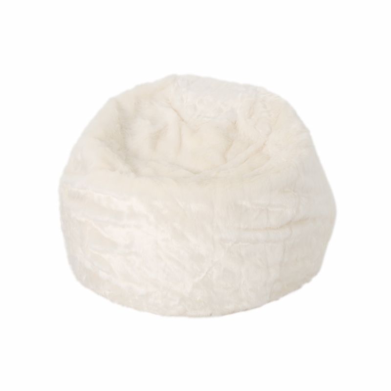 313375 Lowery Modern 3 Foot Faux Fur Bean Bag (Cover Only), White