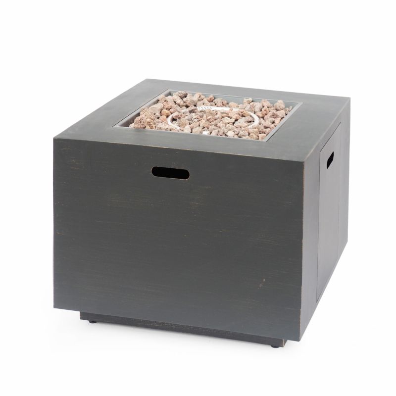 312977 Wellington Outdoor 33-Inch Square Fire Pit, Brushed Brown