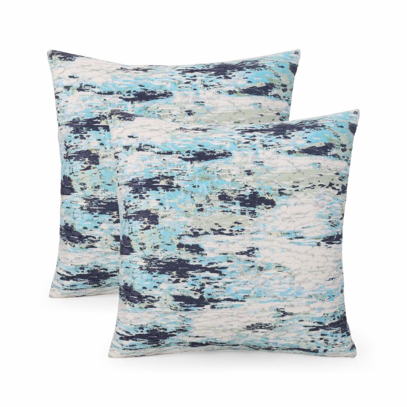 Adleigh Modern Throw Pillow (Set of 2), Teal and Multicolor