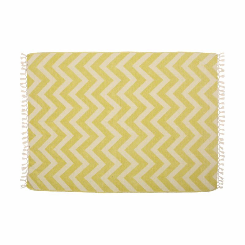 Bemiss Hand-Loomed Throw Blanket, Yellow and Natural