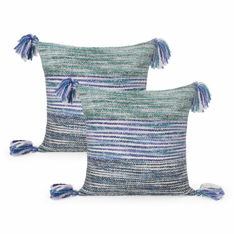 312503 Dovekie Boho Woven Throw Pillow (Set of 2), Multicolor