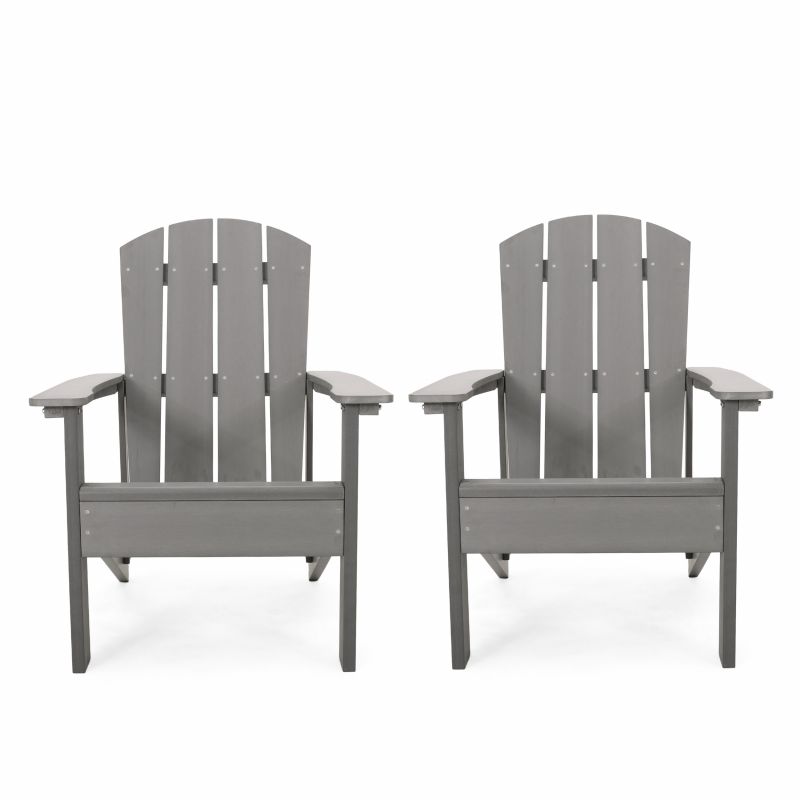 312836 Culver Outdoor Adirondack Chairs (Set of 2), Gray