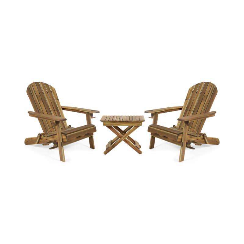 312853 Bellwood Outdoor Acacia Wood 2 Seater Folding Chat Set, Natural