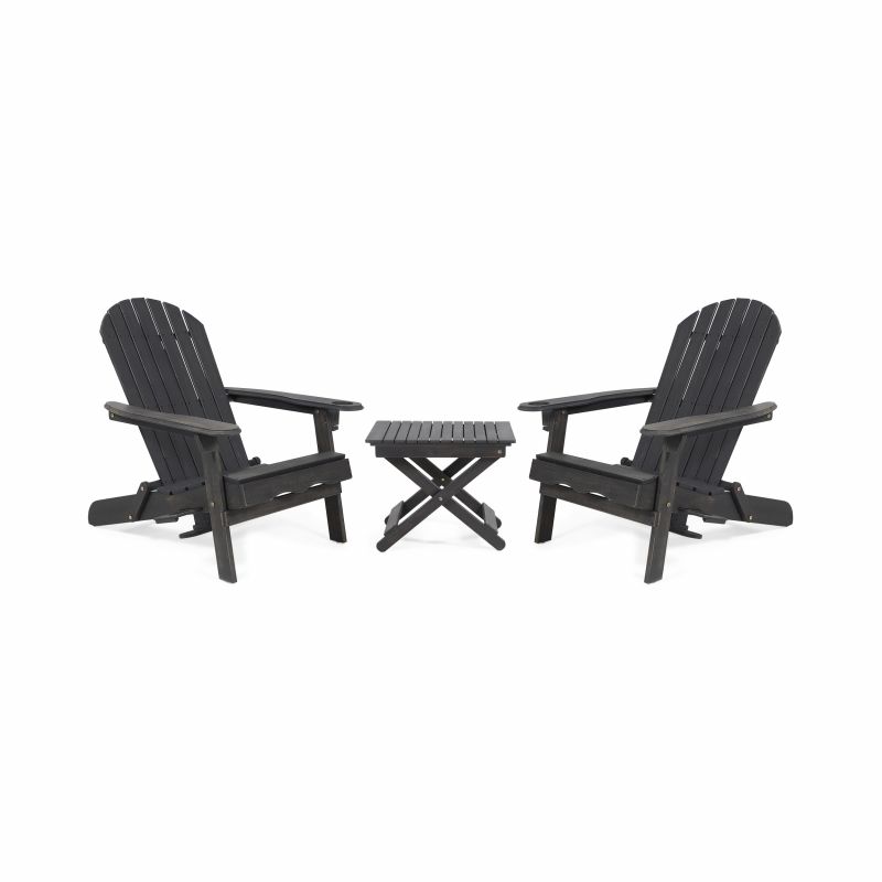 312855 Bellwood Outdoor Acacia Wood 2 Seater Folding Chat Set, Dark Gray