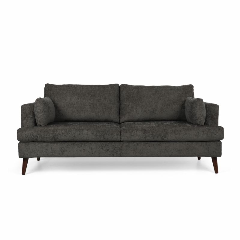 313129 Reilly Contemporary 3 Seater Fabric Sofa, Dark Charcoal and Espresso