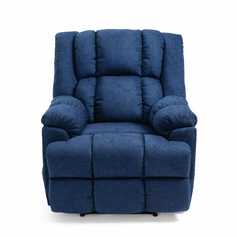 314185 Coosa Contemporary Pillow Tufted Massage Recliner, Navy Blue