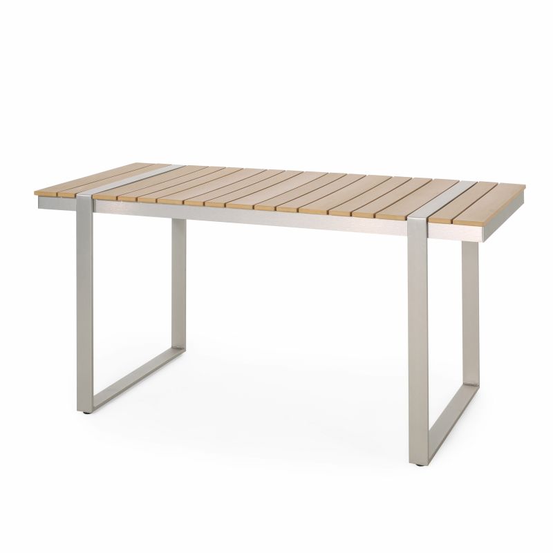 313713 Cibola Outdoor Aluminum Dining Table, Natural and Silver