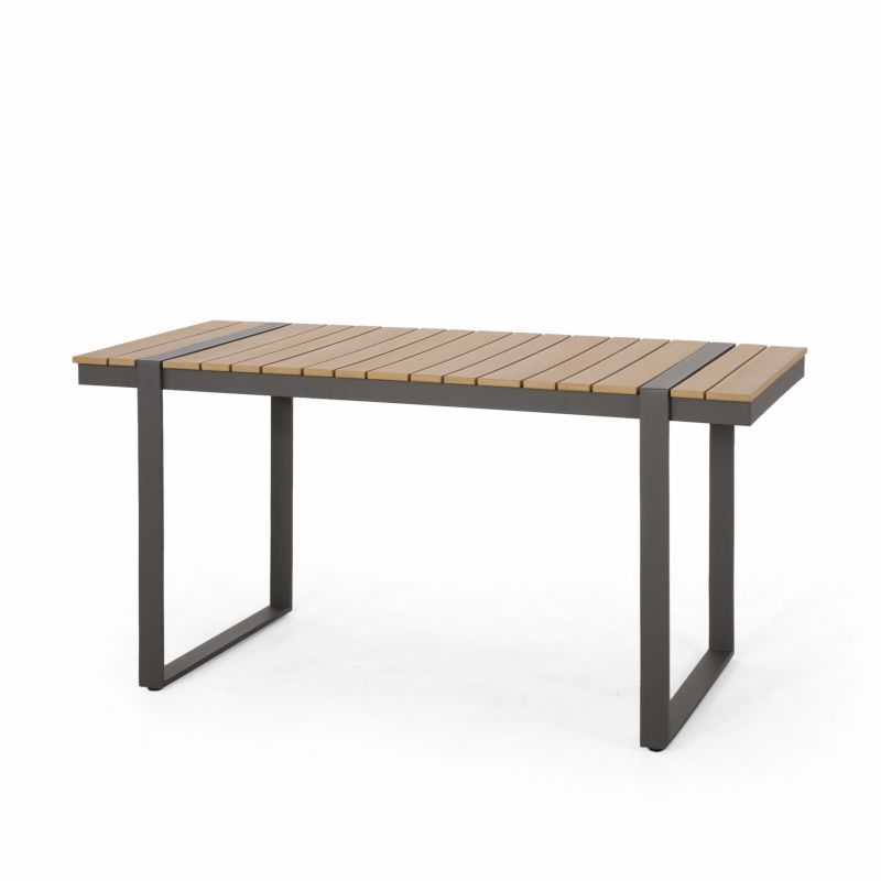 313714 Cibola Outdoor Aluminum Dining Table, Natural and Gray