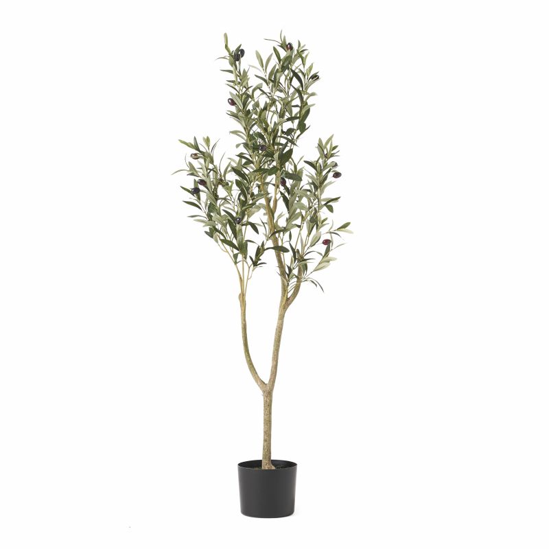 313745 Taos 4' x 1.5' Artificial Olive Tree, Green