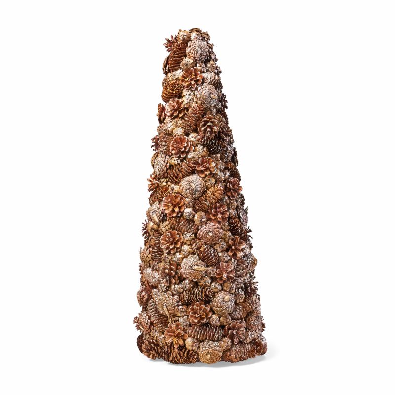313661 Pre-Decorated Pine Cone and Glitter Unlit Artificial Tabletop Christmas Tree, Champagne