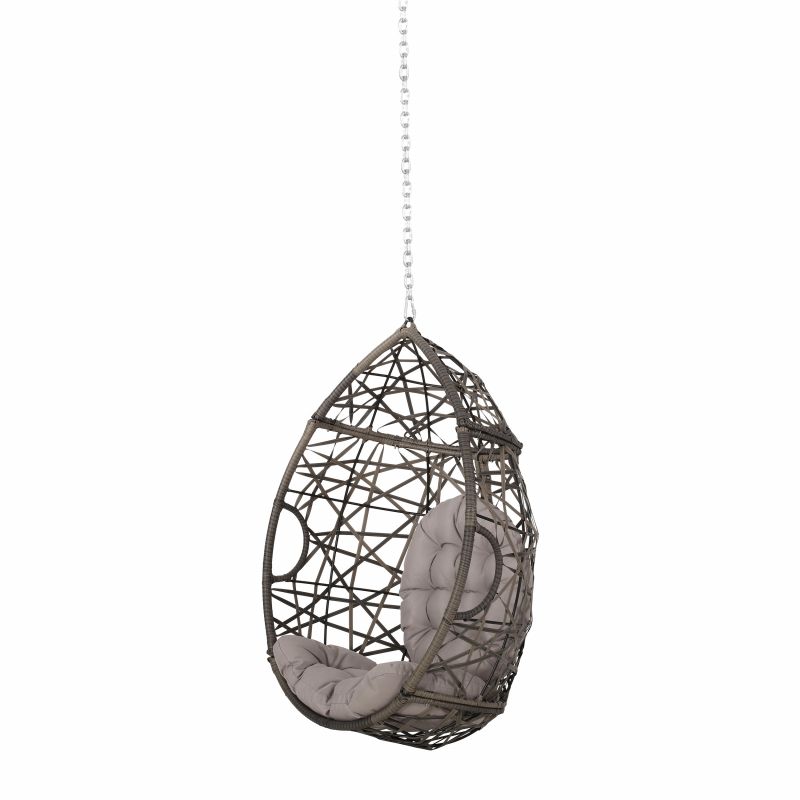 313485 Los Alamitos Outdoor/Indoor Wicker Hanging Chair with 8 Foot Chain (NO STAND), Gray