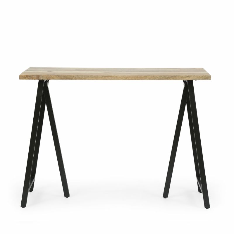 314244 Toccoa Modern Industrial Handcrafted Mango Wood Desk, Natural and Black