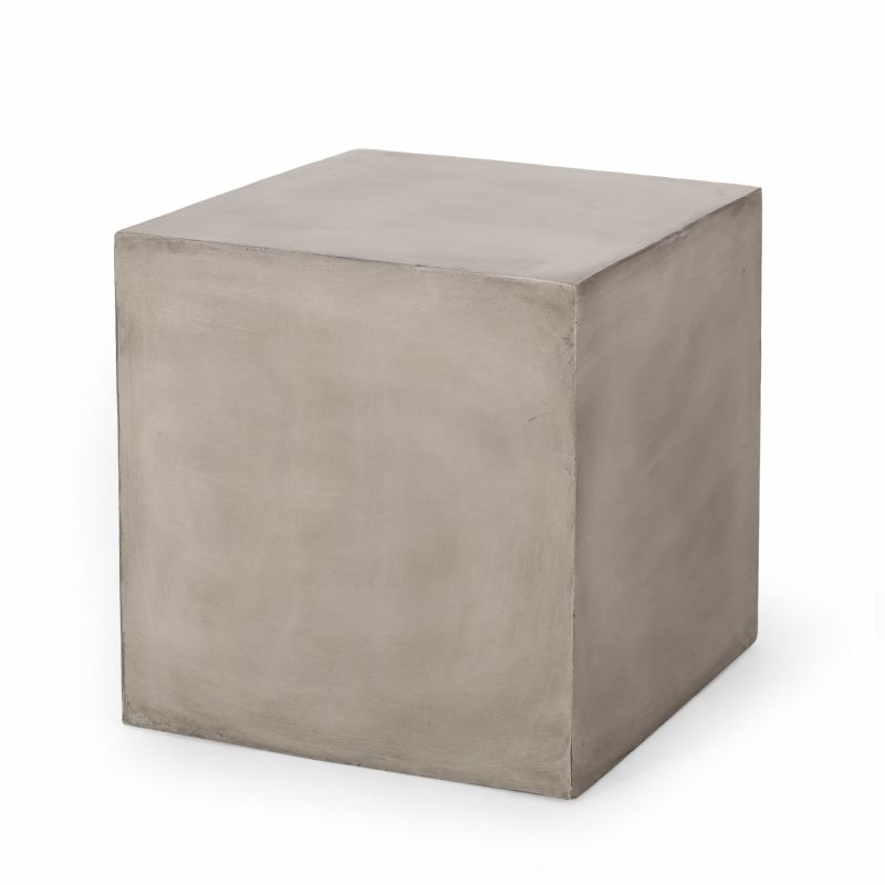 313407 Quebec Outdoor Lightweight Concrete Side Table, Light Gray