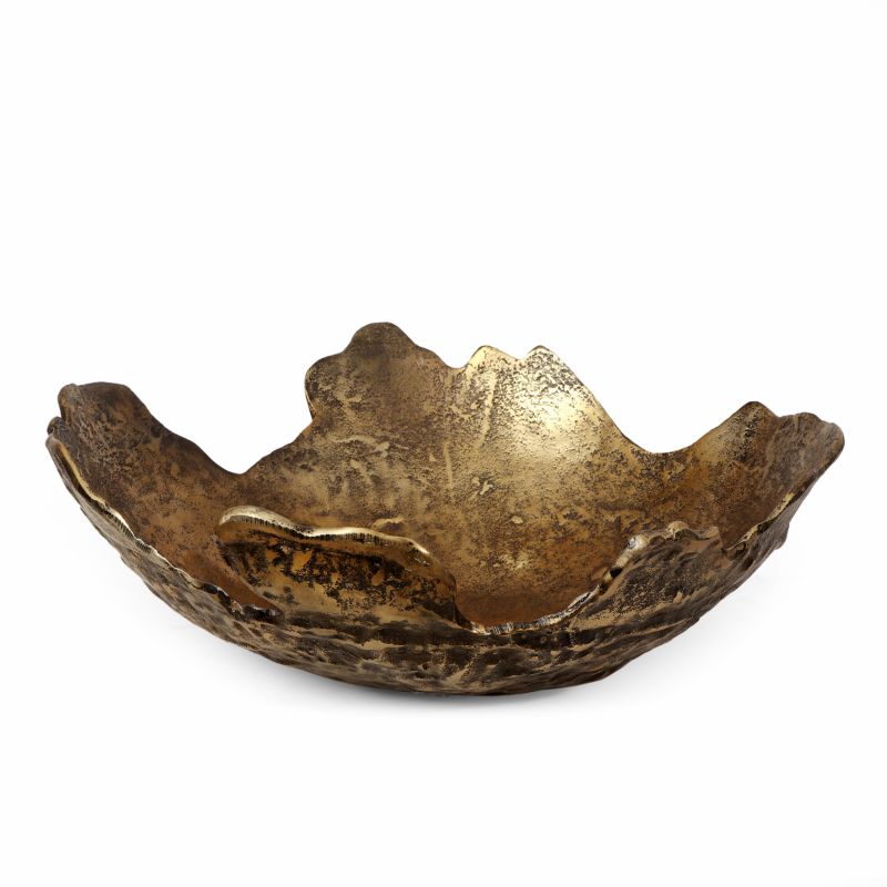 314278 Parrott Handcrafted Aluminum Decorative Bowl, Antique Brass