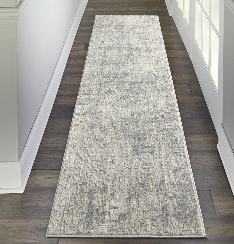 Rus01 Ivory Silver Nourison Rustic Textures Runner Area Rug 2