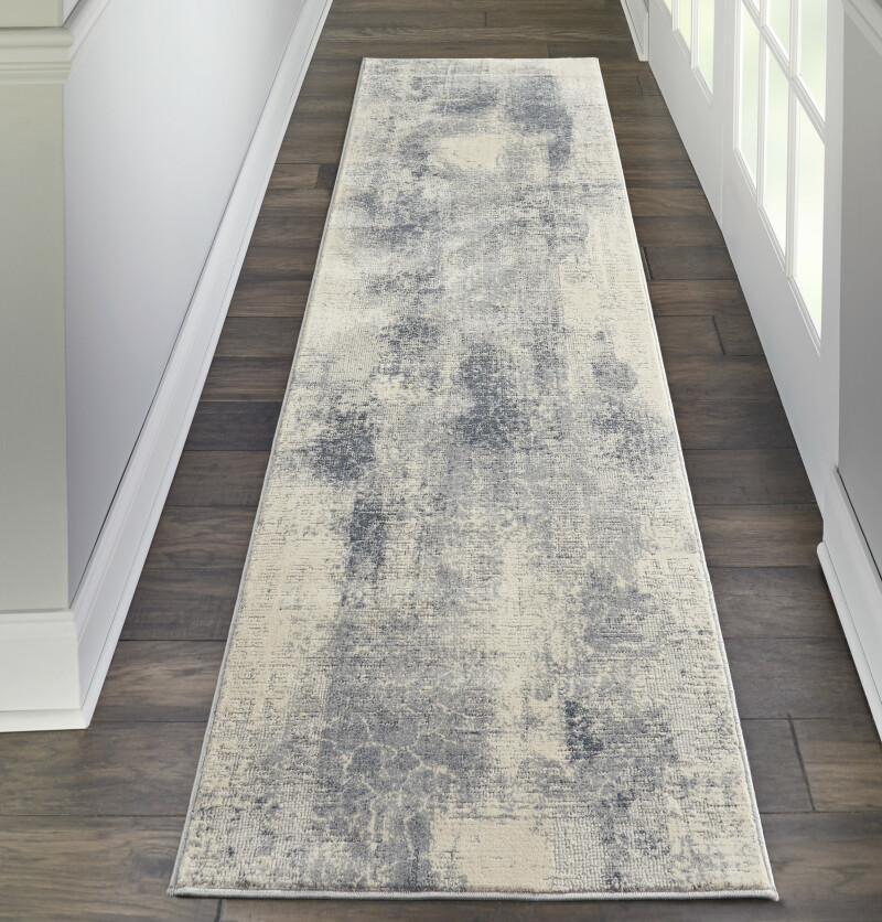 Rus02 Blue Ivory Nourison Rustic Textures Runner Area Rug 2