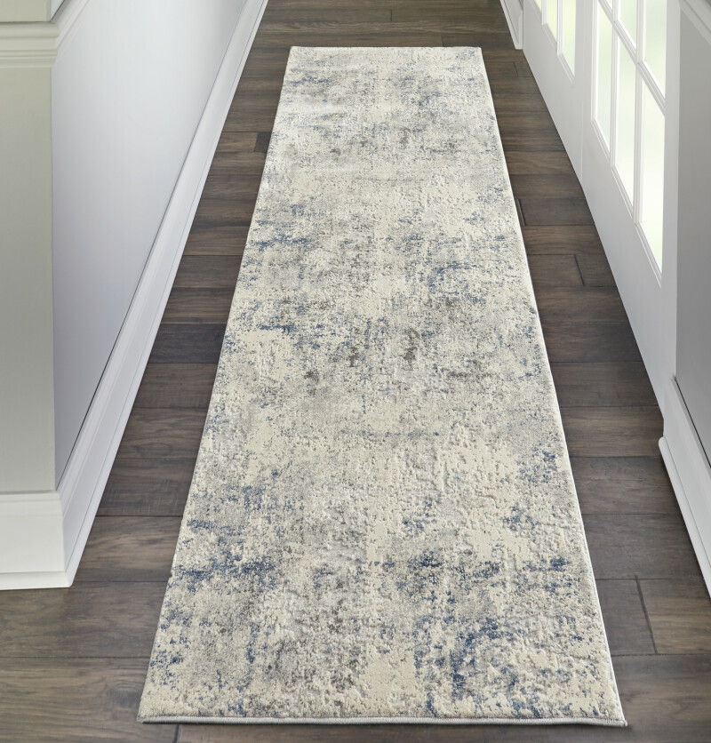 Rus07 Ivory Grey Blue Nourison Rustic Textures Runner Area Rug 2