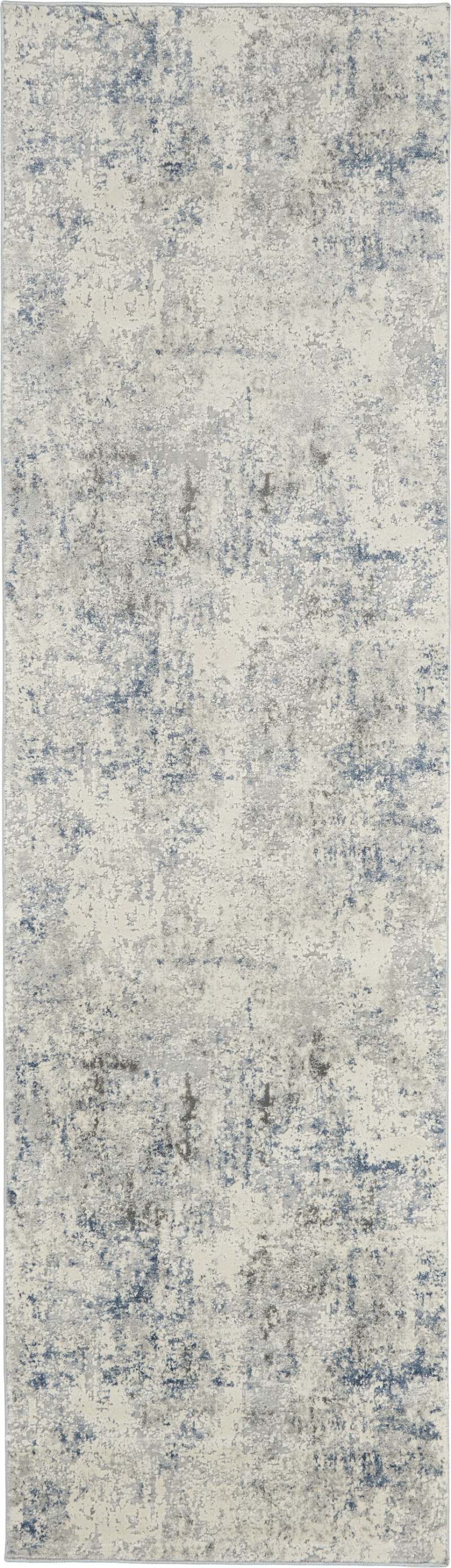 Rus07 Ivory Grey Blue Nourison Rustic Textures Runner Area Rug