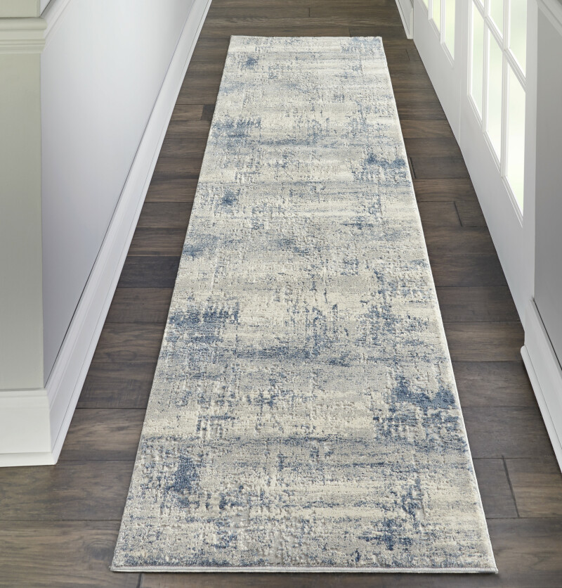 Rus10 Ivory Blue Nourison Rustic Textures Runner Area Rug 2
