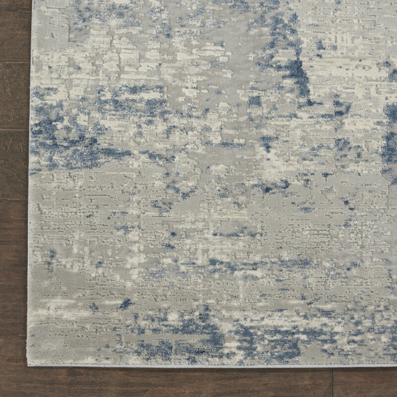 Rus10 Ivory Blue Nourison Rustic Textures Runner Area Rug 4